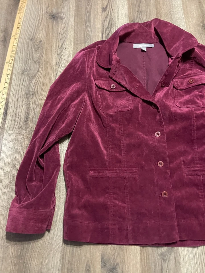 Jaqueta Croft & Barrow, Feminina Extra Grande, Vermelha, Veludo, Blazer de 4 Botões, Manga Longa - Imagem 3 de 4