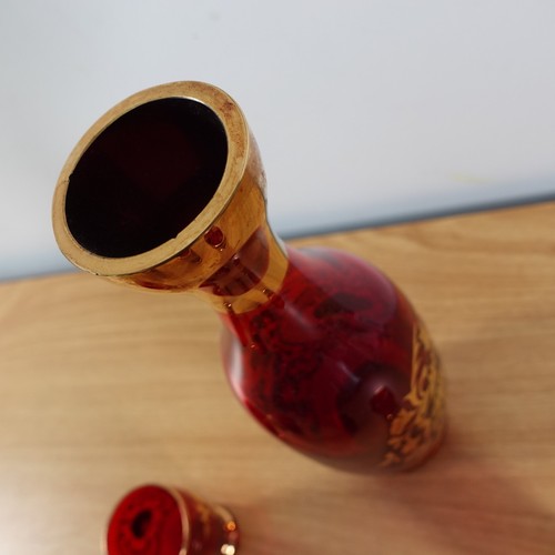 VINTAGE Bohemain Ruby and Gold Trim Glass Decanter WITH GLASSES - Bild 8 von 11