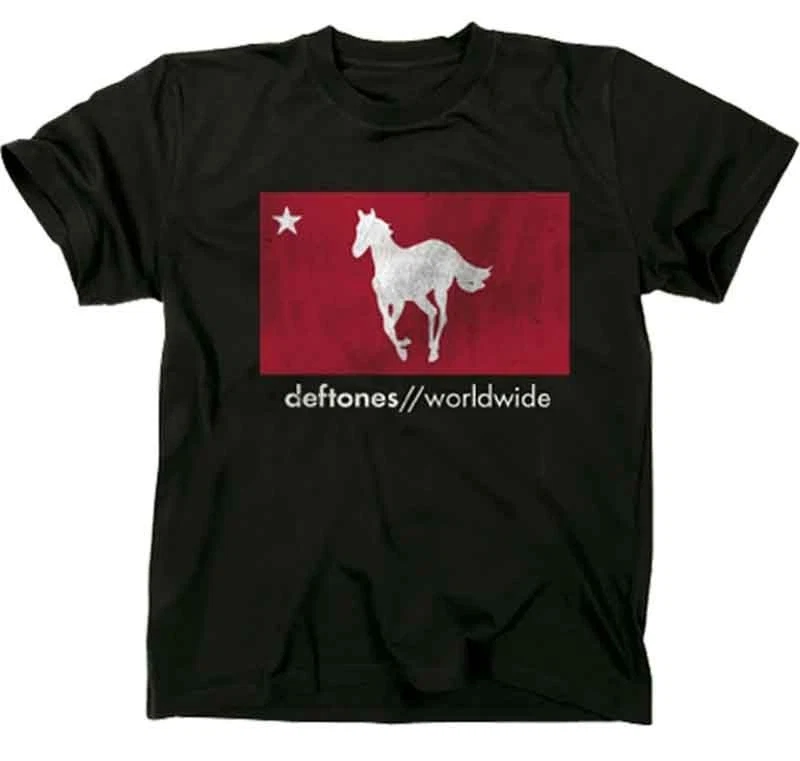New Authentic Deftones Worldwide Star White Pony Band T-Shirt Around The Fur