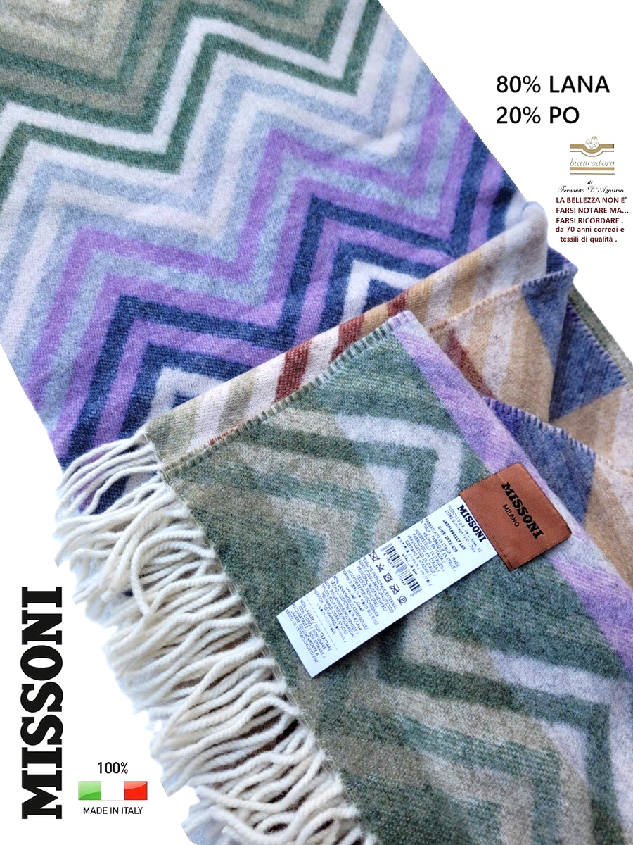 Plaid Missoni Cms. 130 x 190 With Fringed Wool 80% Pol 20% | eBay