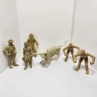 Marx Roy Rogers Rodeo Ranch 54mm Cowboys Longhorn Lot, 6 Plastic Toys, 1950s