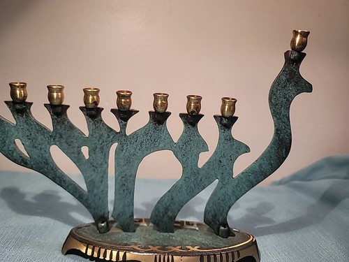 Vintage Messing Menora Vogelform Made In Israel von Oppenheim Chanukka Judaica - Bild 7 von 12