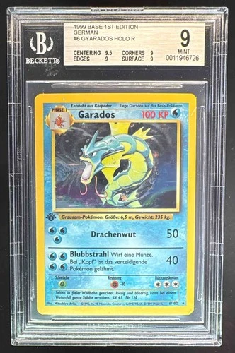 Base Set 1st Edition Gyarados 6/102 Holo 1999 BGS 9 Mint German Pokemon Garados