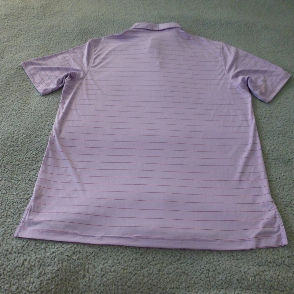 Camisa Polo Peter Millar Para Hombre Grande Peso Pluma Golf Púrpura Rayas Rendimiento Foto 2 de 4