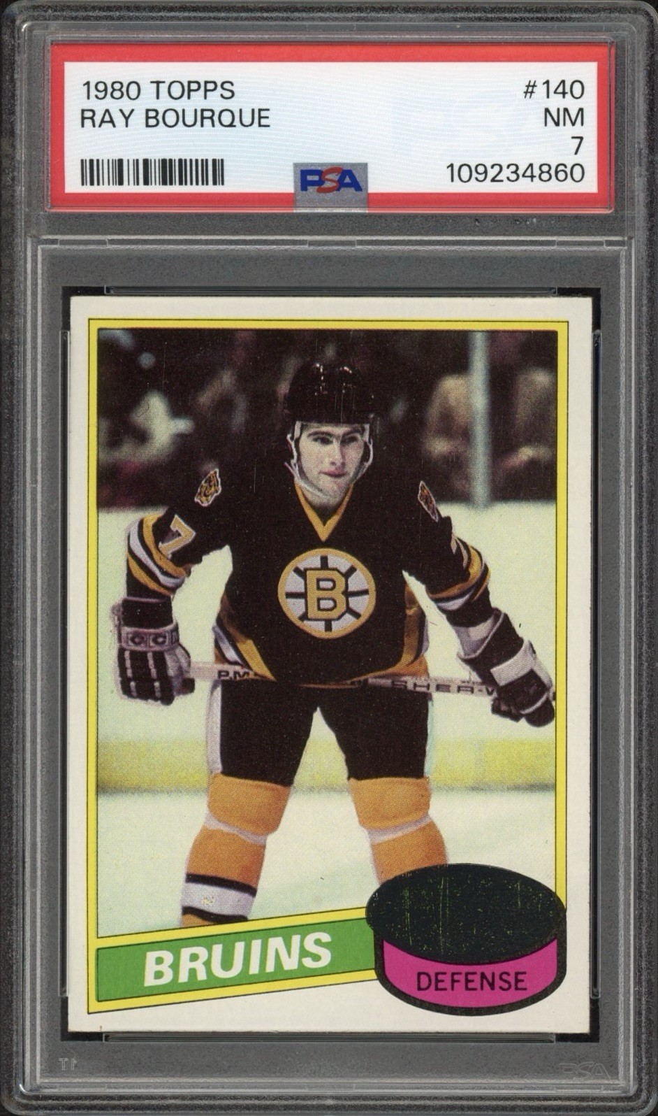 1980 Topps Ray Bourque Rookie RC #140 PSA 7 Near Mint HOF Boston Bruins