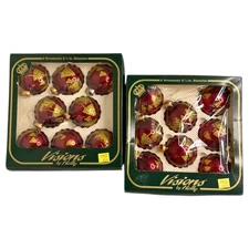 Vintage Ornaments Lot of 16 Glitter Santa Stencil Tree Visions by Holly + Boxes