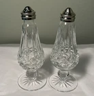 Vintage WATERFORD Lismore Salt Pepper Shaker Set Tall Footed 6.25" IRELAND