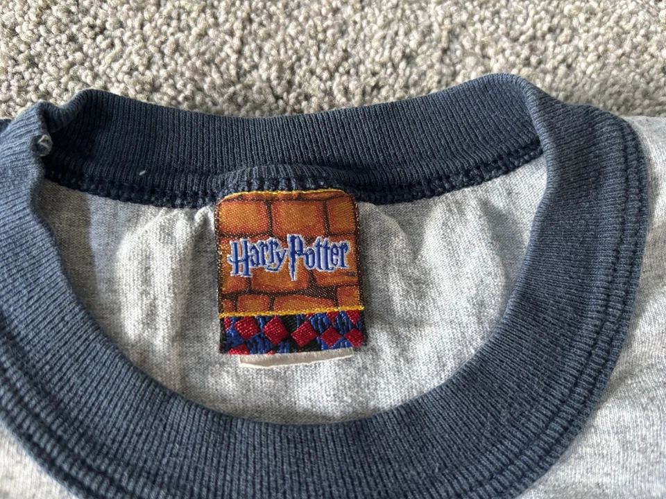 Vintage Harry Potter Shirt Youth Boys Large Gray Ringer Quidditch Golden Snitch - Image 3 of 4