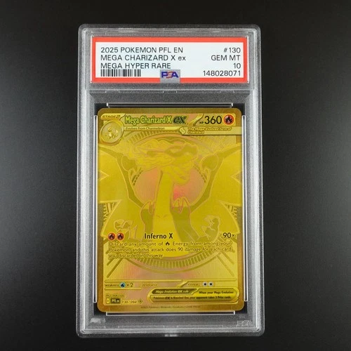 PSA 10 Mega Charizard X ex 130/094 Pokemon Phantasmal Flames Gold Graded Card