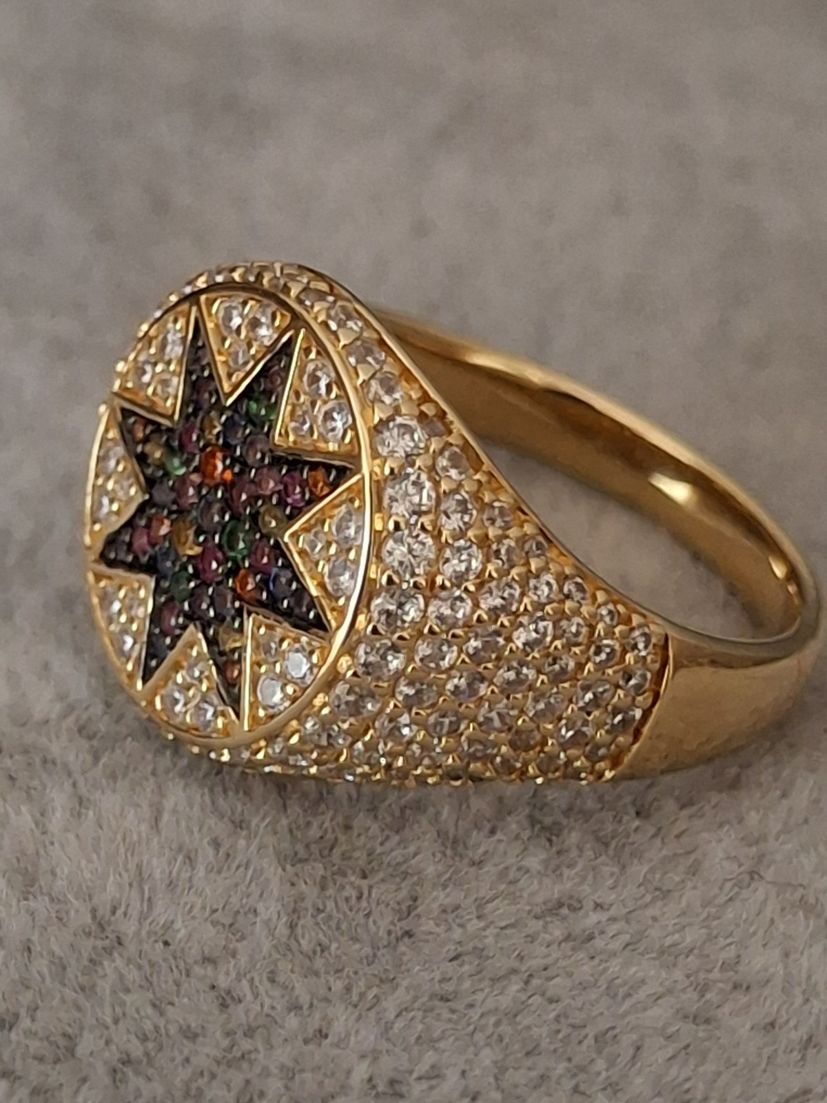 Solid Sterling Silver Gold Gem Ring - Stunning - image 2