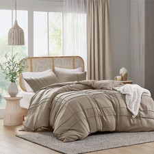 3Pcs Pinch Pleat Duvet Cover Set Soft Breatheable Duvet Cover for