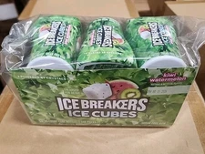 240ct ICE BREAKERS Ice Cubes Kiwi Watermelon Sugar Free Chewing Gum Bottle 3.2oz