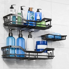 Shower Caddy, 3-Pack with Soap Holder, No Drill Adhesive, Rust Resistant, New