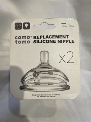 Comotomo Silicone Replacement Nipple, Slow Flow, 0-3 Months, 2 Count