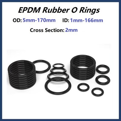 O Ring O Ringe ID 1mm-166mm Schnurstärke 2 mm EPDM Gummi Dichtung Dichtring