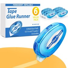 6 Pack Double Sided Tape Roller, 8mm x 315 Inch Permanent Adhesive Scrapbook ...