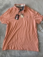 Ted Baker London Short Sleeve Cotton Polo Shirt Peach Men 6 2XL New