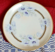 Vintage DM Bavaria Cake Dish Round Plate White Floral Design Bavaria Gold Accent