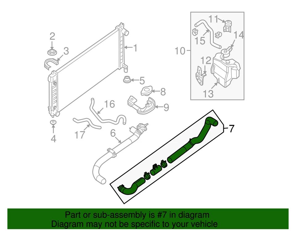 Manguera de radiador inferior genuina Nissan Altima 3.5 2007-2009 21503-JA100 Foto 3 de 4