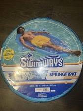 SwimWays Spring Float Original Pool Lounge Chair With Hyper-Flate Valve Blue NEW