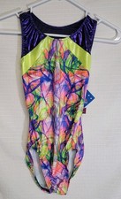 Motionwear Multi-color Leotard Multi-geometric Design Keyhole Back SZ PA