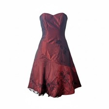 Y2K Red Party Dress, Beaded, Prom, Evening, Nicholas Millington, UK Size 8