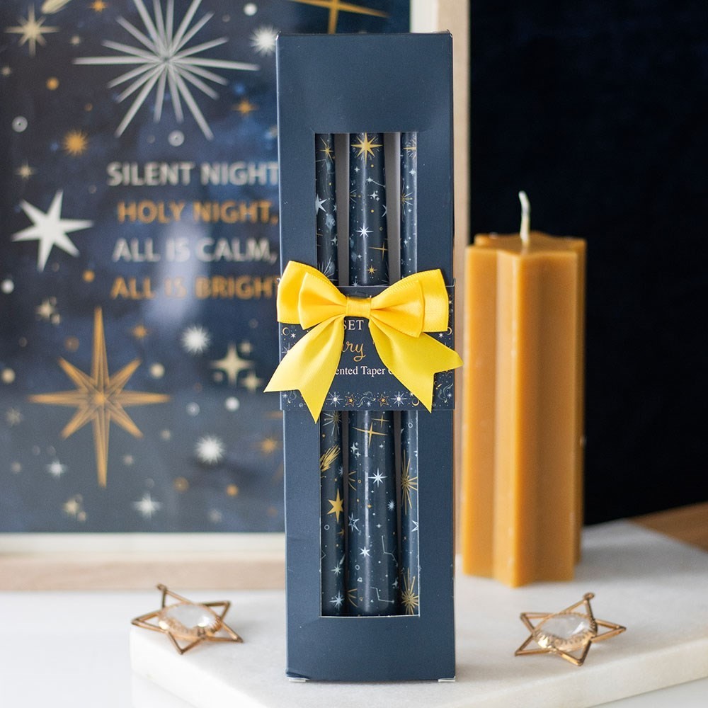  - Set Of 3 Starry Night Taper Candles - Image 2