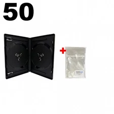 50 ULTRA PREMIUM STANDARD Black Double DVD Cases 14MM Virgin Plastic & 100 OPP