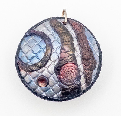 Polymer Clay Artisan Round Pendant Maia Horvath Signed Wearable Art Jewelry