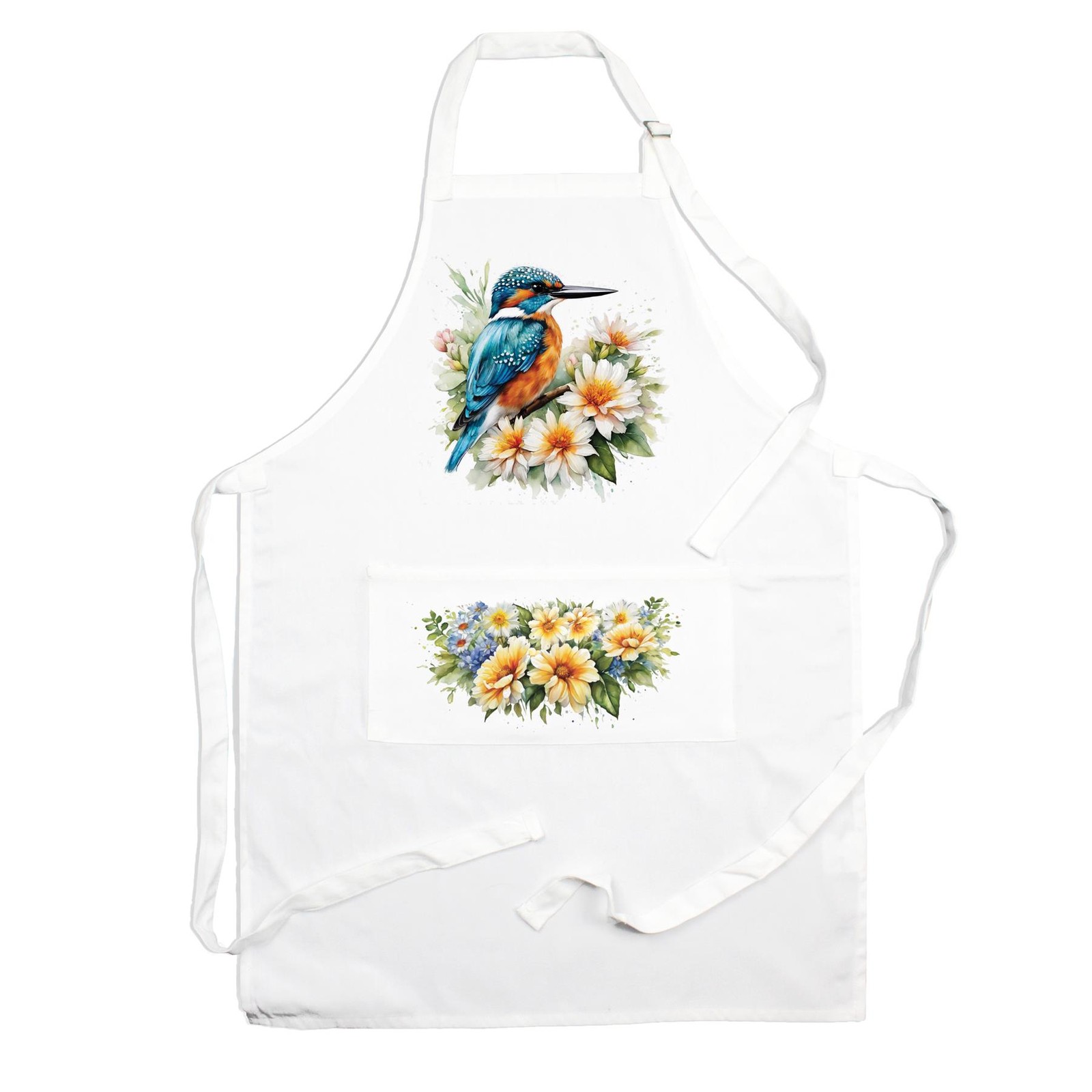 Floral Kingfisher Apron - Birds & Flowers Cooking & Baking Country Kitchen Gifts