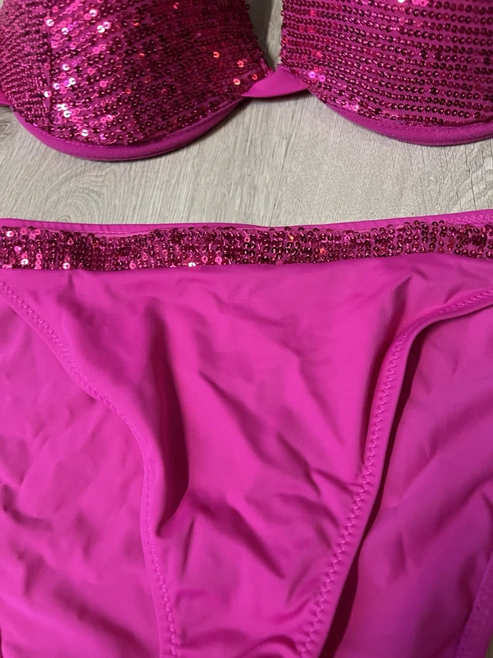 Sexy Infinity Bikini mit Pailetten - Pink - Oberteil 85 C - Hose Gr. L 44/46 - Bild 4 von 4