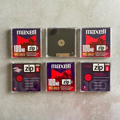 6 IOMEGA & Maxell Zip 100 MB Storage Disks   MAC Format   w/Jewel Cases