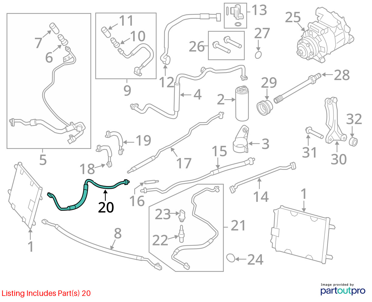 2011-2015 Audi R8 42 Front A/C Refrigerant Hose Line Pipe 30k Miles OEM