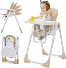 Collapsible Baby High Chair Portable Feeding Chair Removable Tray 5-Point Safety