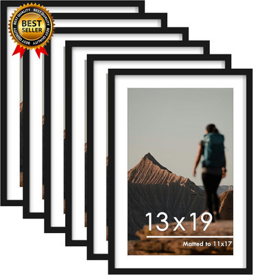 13X19 Picture Frame Set of 6, Display Pictures 11 X 17 with Mat or 13 X 19 witho