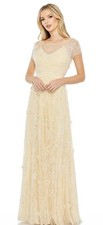 Mac Duggal 70274 Sz 10 Buttercup Yellow Floral Embellished Gown $598