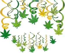 30Pcs Leaves Party Hanging Swirl Decorations Happy Leaves Theme Ceiling Whirl Ha