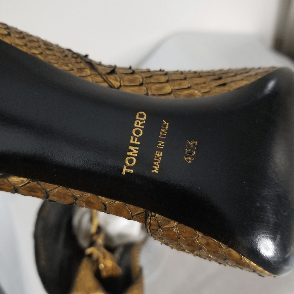 TOM FORD python metallic gold lock sandals - image 11
