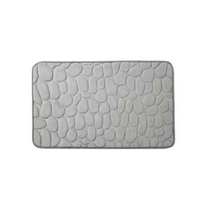 Badteppich Grau Kiesel Mikrofaser Memory Schaum Rutschfest 50x80 cm