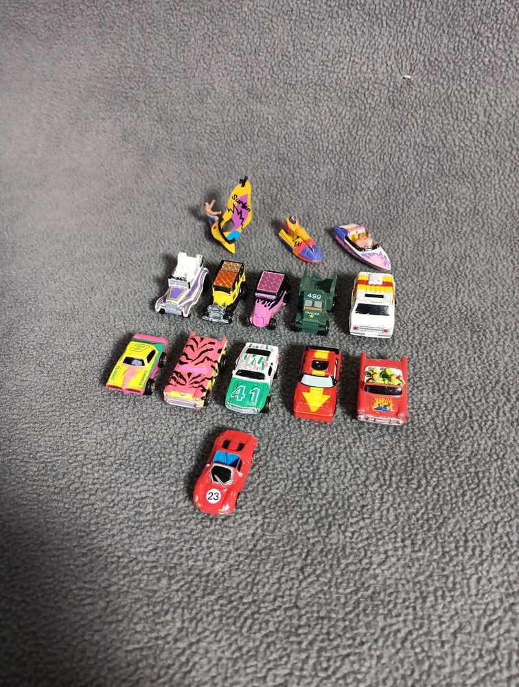 Lot of 14 Vintage Micro Machines Mixed  1987-92 Cars, ARMY Truck, Van, Boating