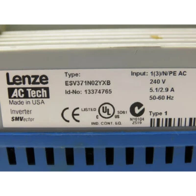 E-MOTOR NATIONS 1PC NEW ESV371N02YXB, Motor Speed Controller, 0.5Hp,240V, 1/3ph, SMV, LENZE