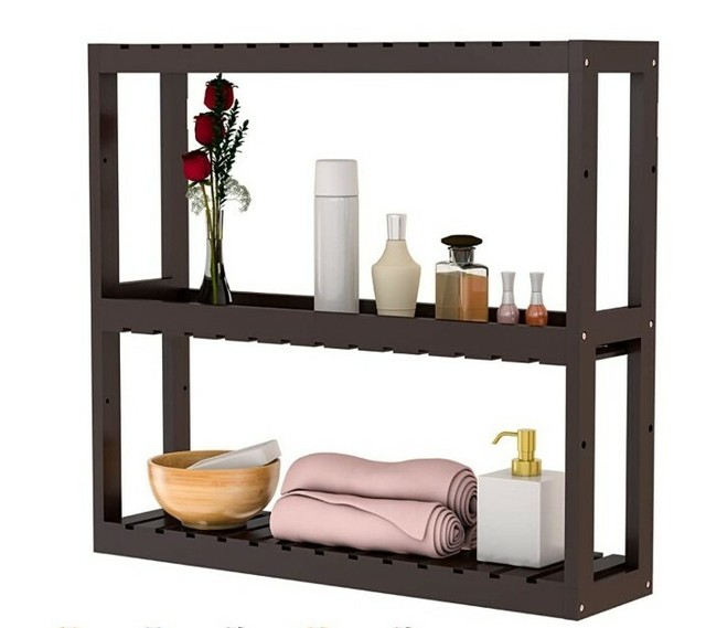domax Bamboo Bathroom Shelf 3tier Wall Mount Storage Rack