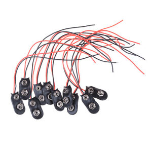 10X Black Red Cable Connection 9V Battery Clips Connector Buckle TxJUUK 