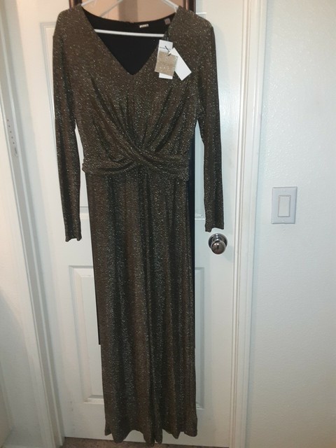 tahari metallic jumpsuit