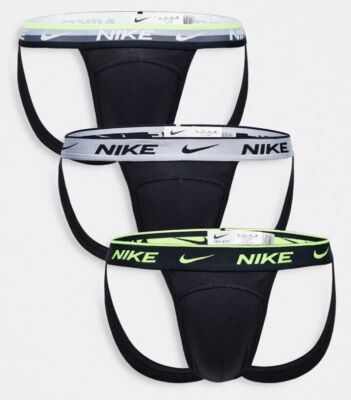 HERREN NIKE DRI FIT EVERYDAY BAUMWOLLE STRETCH JOCK STRAP 3ER PACK SLIPS BOXERSHORTS L / XL