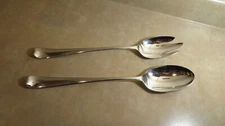 GERITY Set of  LARGE SILVER TONE SALAD SERVING SPOON & SALAD FORK 