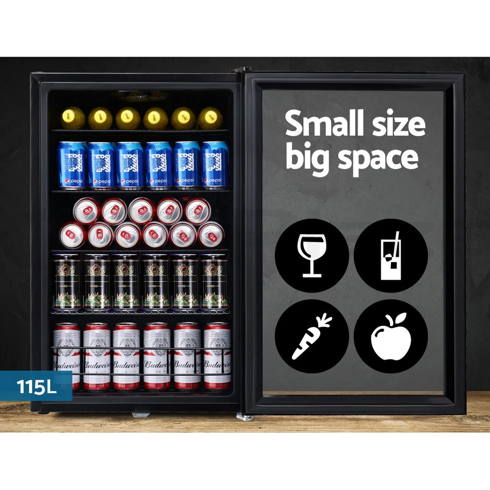 Devanti Bar Fridge Glass Door Mini Counter Top Freezer Fridges Bottle Cooler - image 3 of 4