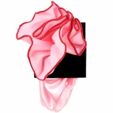 Men's Antonio Ricci Pocket Round Hanky Pink With Red Trim Formal Weddings Prom