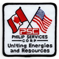 PSC Philip Services Corp USA Canada Metal Recycler Patch Logo Rare Obsolete 4x4"