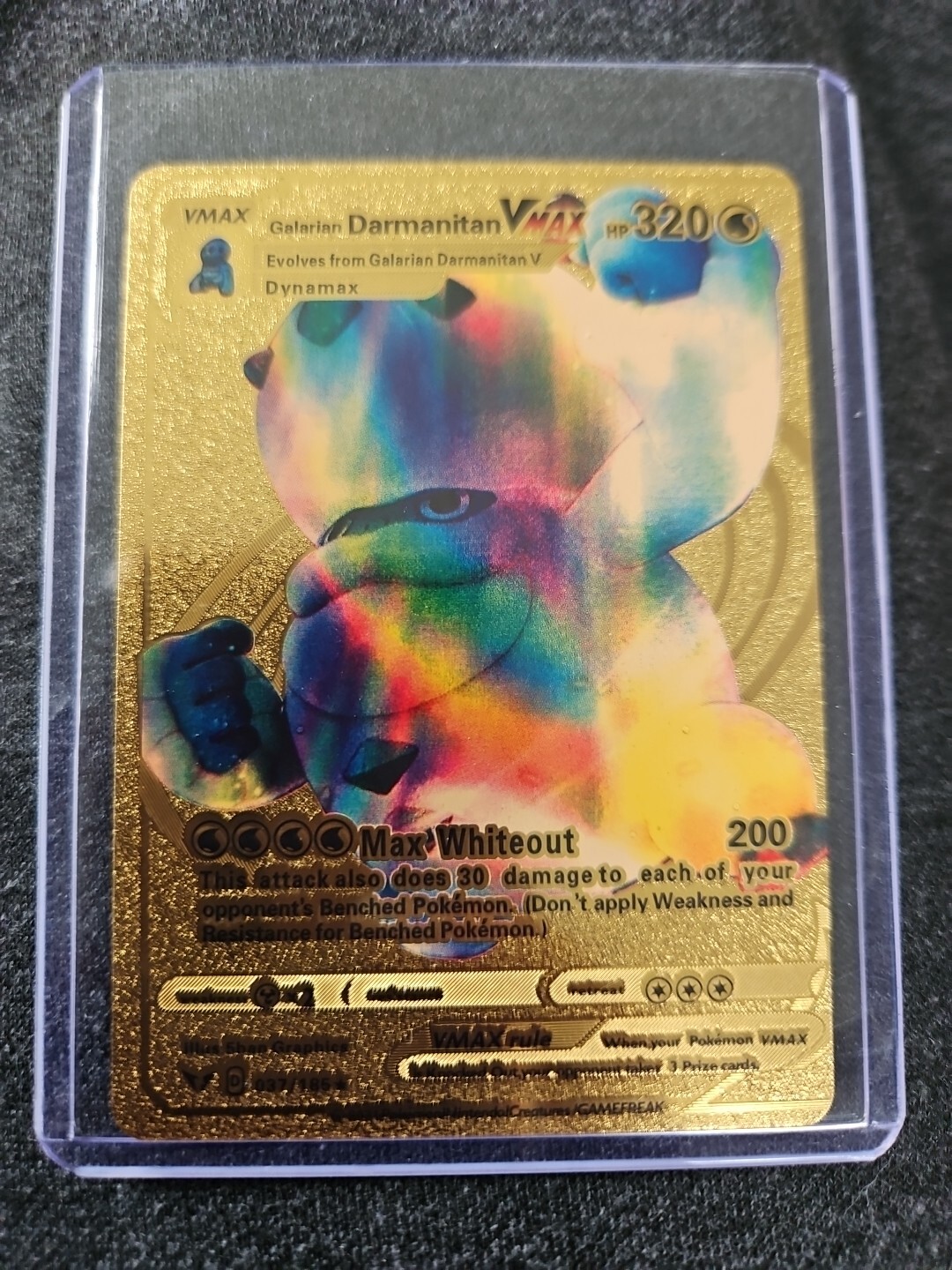 Galarian Darmanitan Vmax Gold Foil Fan Art Vinyl Collector Pokemon Card 